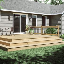 Ground Level Wood Deck with Stairs
