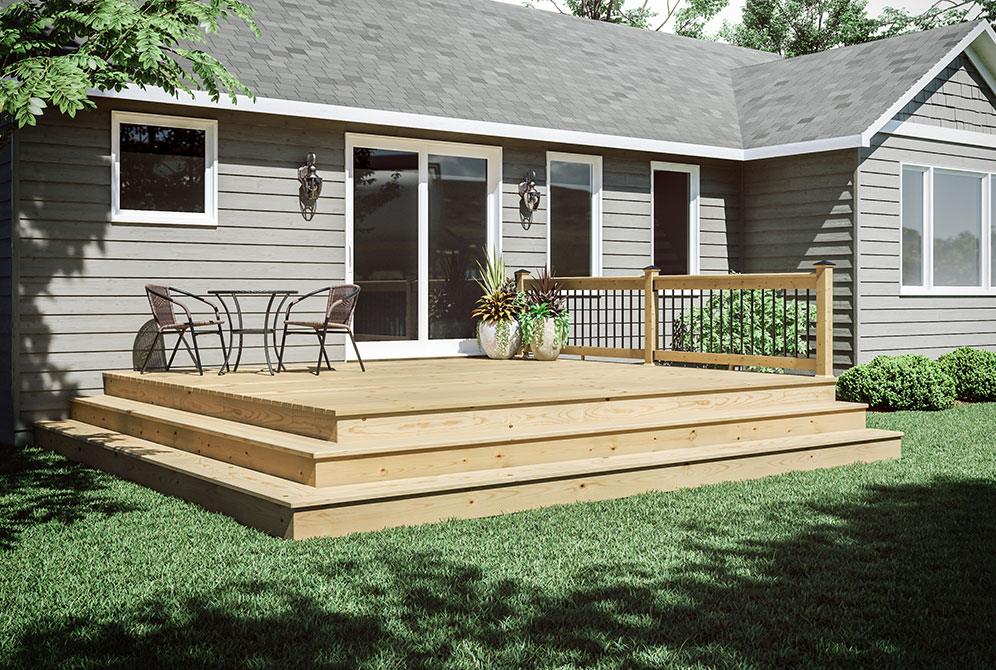 Ground Level Deck Attached to House Made of ProWood Lumber