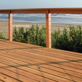 ProWood Pressure-Treated Wood Deck and Cable Railing in Cedar Tone