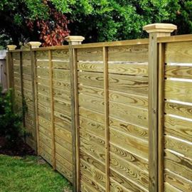 Wood Privacy Fence with Post Caps
