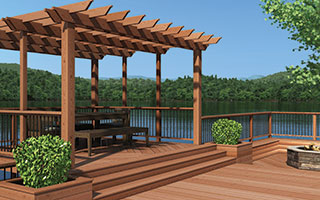 ProWood Color-Treated Wood Deck with Pergola