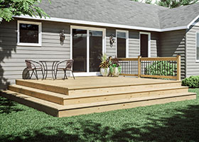Ground Level Deck with Steps Made of ProWood Pressure-Treated Decking