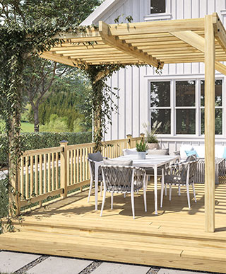 ProWood Pressure-Treated Ground-Level Deck with Pergola