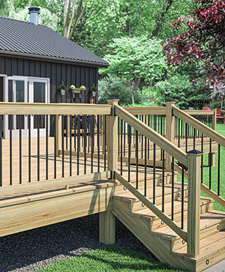 ProWood Pressure-Treated Deck and Rail with Black Aluminum Balusters