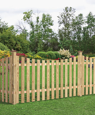 ProWood Pressure-Treated Wood Concave Spaced Picket Fence