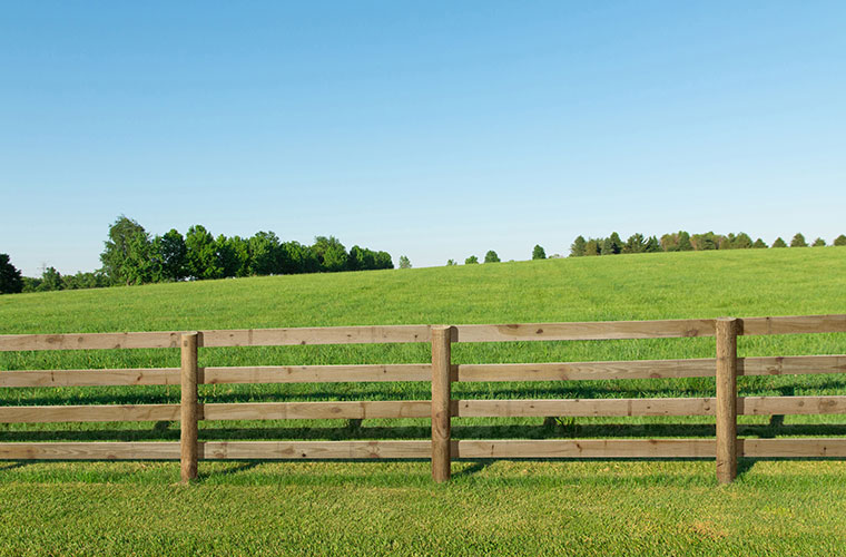 Corral Board Wood Fence with Round Posts