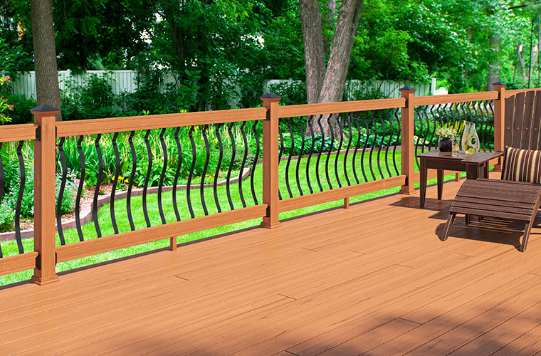ProWood 2x4 pressure-treated wood decking and railing with Contour Aluminum balusters