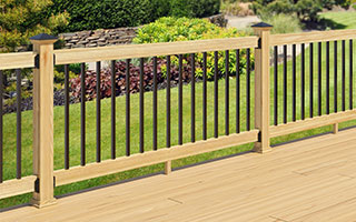 ProWood 2x4 pressure-treated wood railing with Estate Black Aluminum balusters