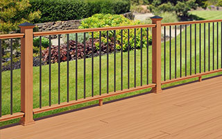 ProWood pressure-treated wood moulded railing with Classic Black Aluminum balusters