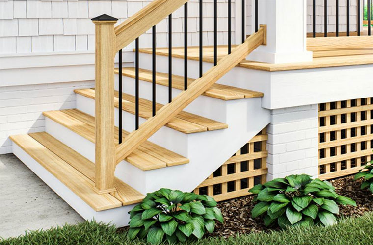 ProWood pressure-treated wood stair railing with black aluminum balusters