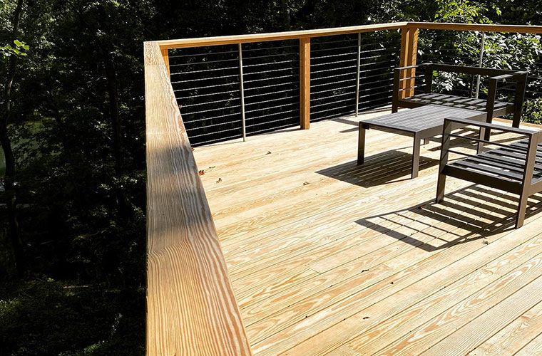 ProWood pressure-treated wood railing with horizontal cable