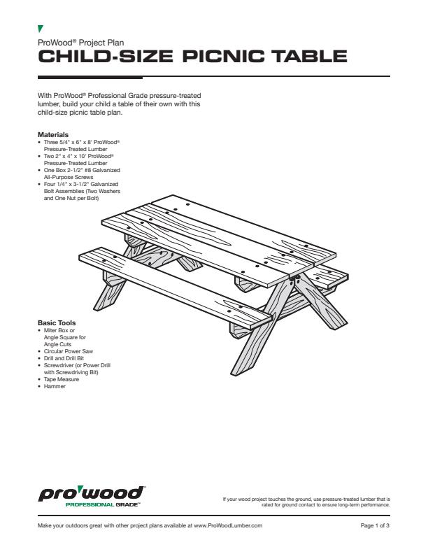 ProWood-Child-Size-Picnic-Table-Project-Plan