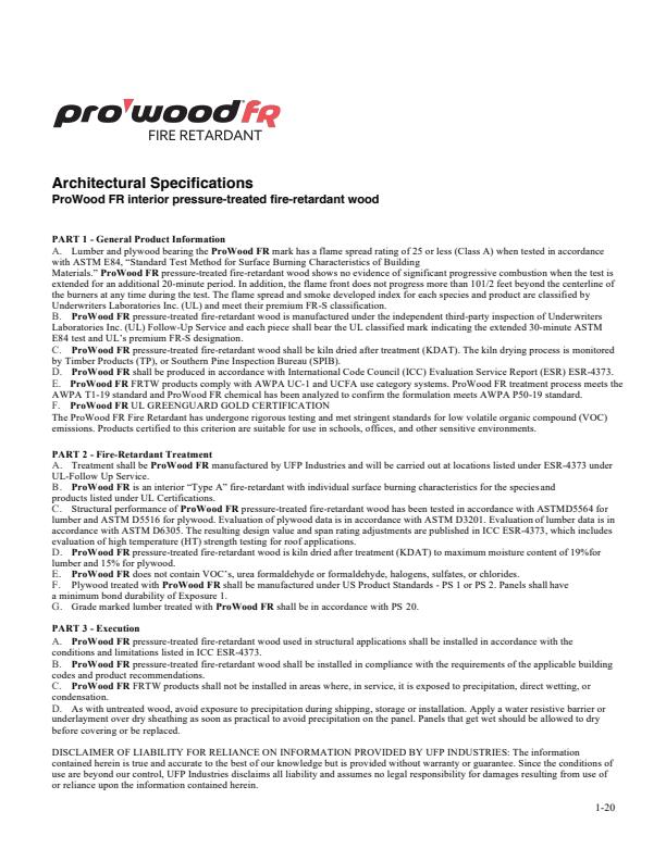 ProwoodFR_Architectural_Specs_2024